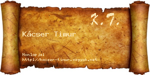 Kácser Timur névjegykártya
